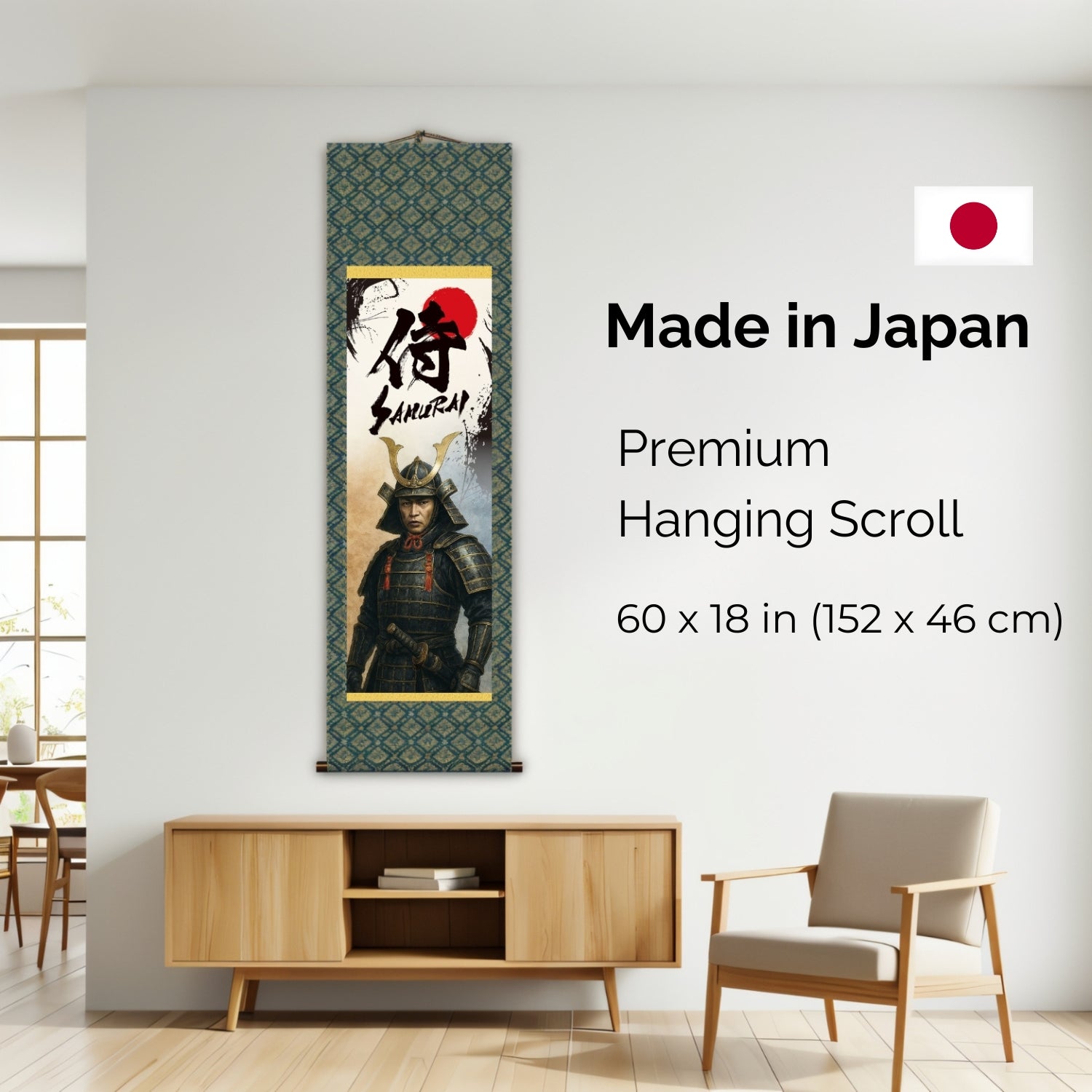 Kakemono mural de samouraï japonais – Samouraï debout en armure 